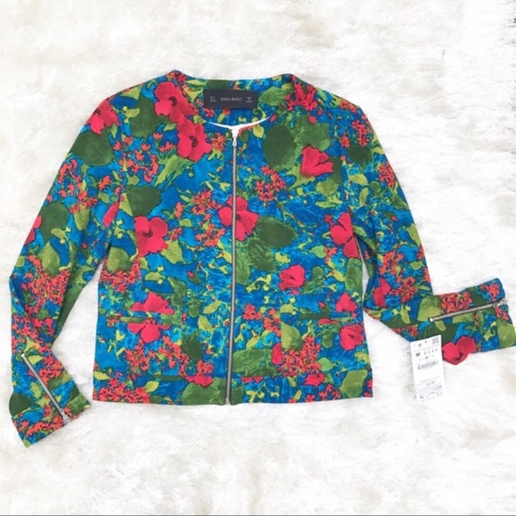floral zip up jacket